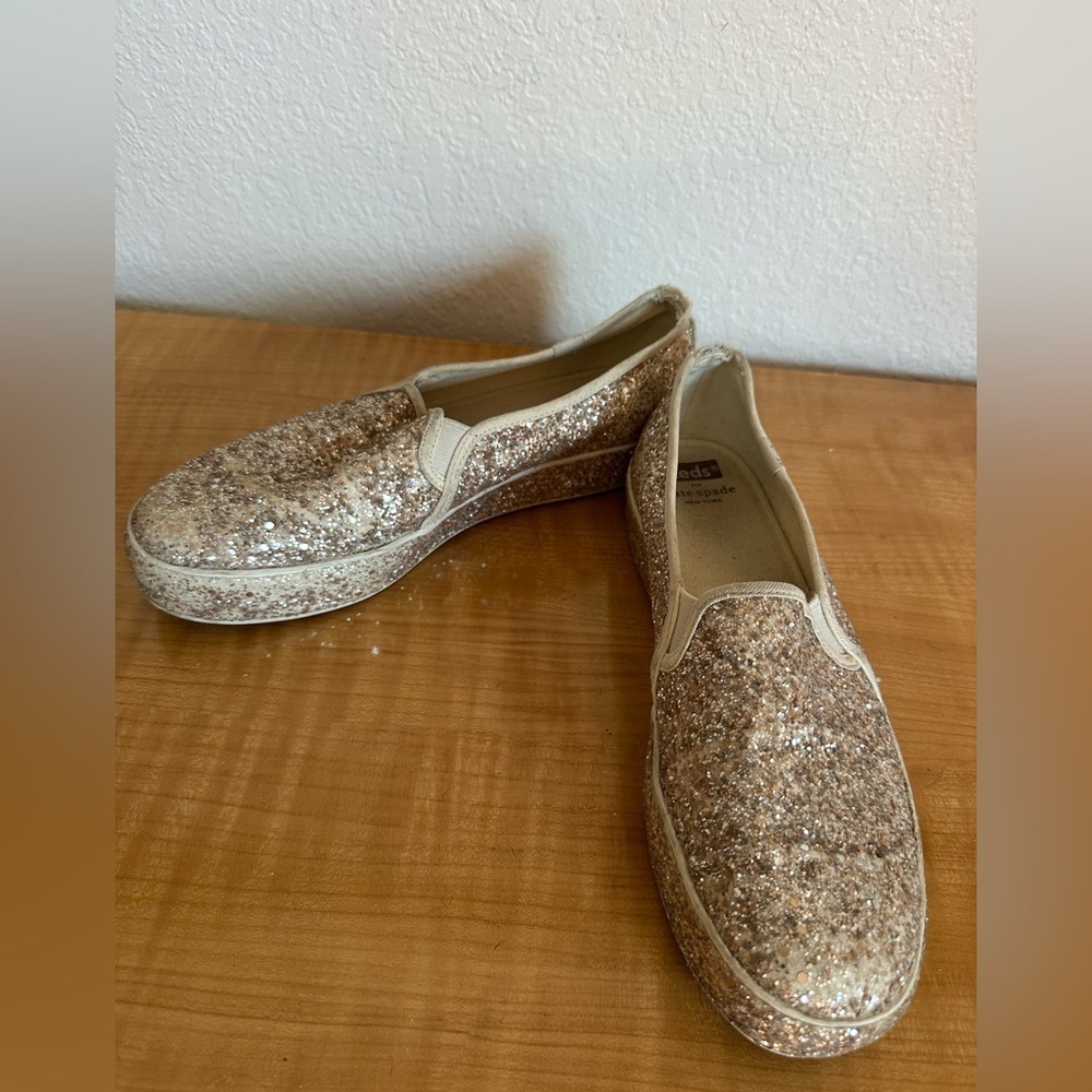 Kate Spade Keds New York Glitter Pink Sparkling Slip-On Shoes- 8.5